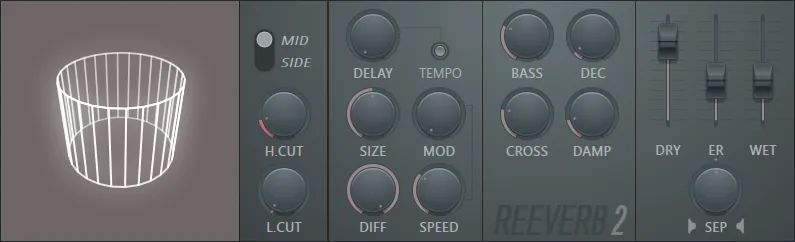 Fruity Reeverb 2 with DELAY, DEC, DRY and WET controls