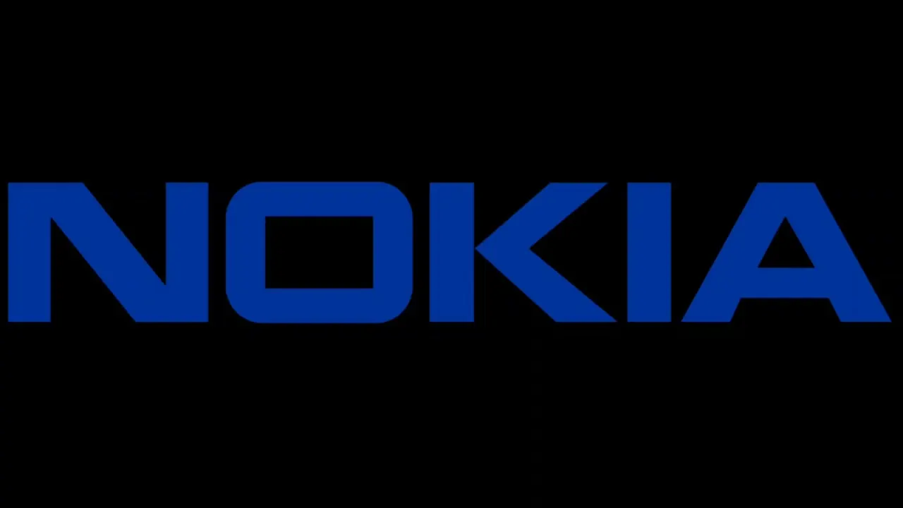 The blue Nokia wordmark on a black background